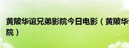 黄陂华谊兄弟影院今日电影（黄陂华谊兄弟影院）