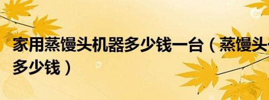 家用蒸馒头机器多少钱一台（蒸馒头一套机器多少钱）
