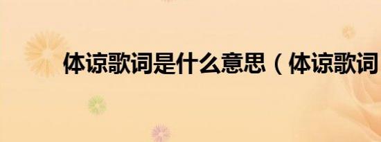 体谅歌词是什么意思（体谅歌词）