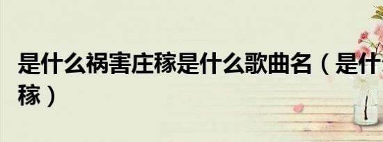 是什么祸害庄稼是什么歌曲名（是什么祸害庄稼）