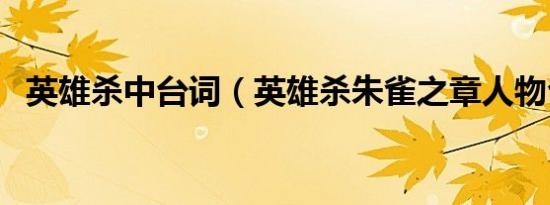 英雄杀中台词（英雄杀朱雀之章人物台词）