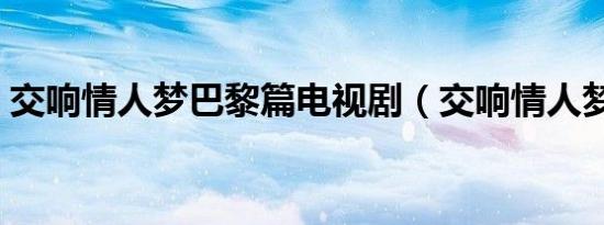 交响情人梦巴黎篇电视剧（交响情人梦巴黎）