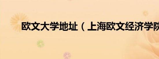 欧文大学地址（上海欧文经济学院）