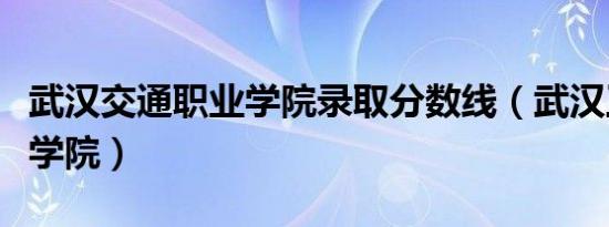 武汉交通职业学院录取分数线（武汉工交职业学院）