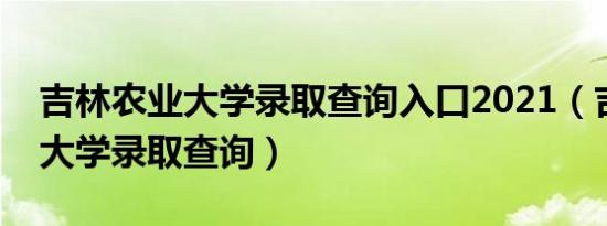 吉林农业大学录取查询入口2021（吉林农业大学录取查询）