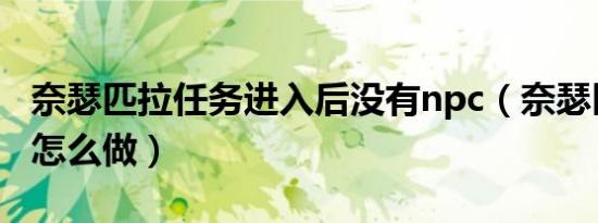 奈瑟匹拉任务进入后没有npc（奈瑟匹拉任务怎么做）