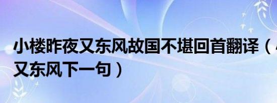 小楼昨夜又东风故国不堪回首翻译（小楼昨夜又东风下一句）
