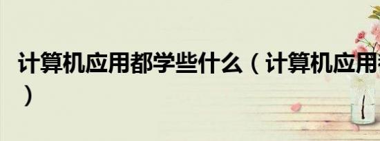 计算机应用都学些什么（计算机应用都学什么）