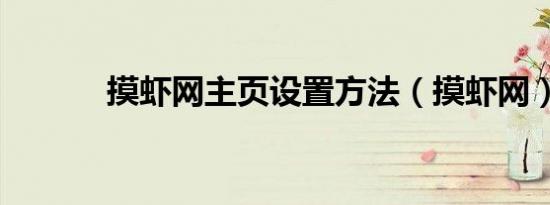 摸虾网主页设置方法（摸虾网）