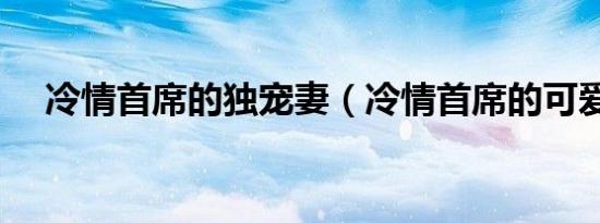 冷情首席的独宠妻（冷情首席的可爱妻）