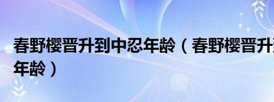 春野樱晋升到中忍年龄（春野樱晋升到中忍的年龄）