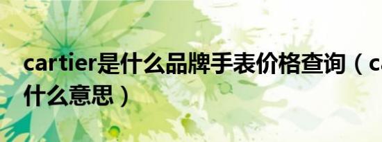 cartier是什么品牌手表价格查询（cartier是什么意思）