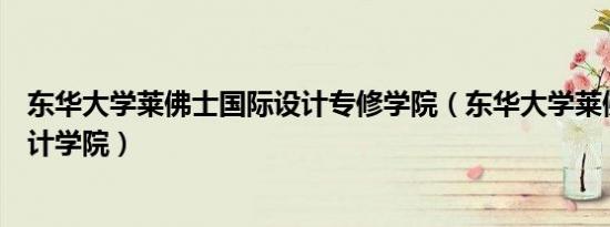 东华大学莱佛士国际设计专修学院（东华大学莱佛士国际设计学院）