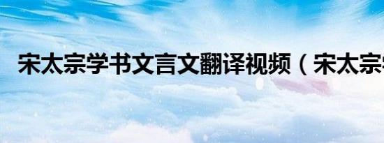 宋太宗学书文言文翻译视频（宋太宗学书）