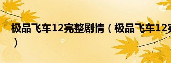 极品飞车12完整剧情（极品飞车12完美存档）