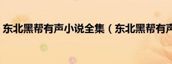 东北黑帮有声小说全集（东北黑帮有声小说）
