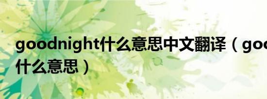 goodnight什么意思中文翻译（goodnight什么意思）
