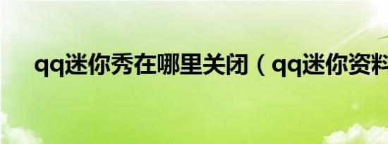 qq迷你秀在哪里关闭（qq迷你资料卡）