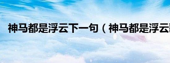 神马都是浮云下一句（神马都是浮云歌词）