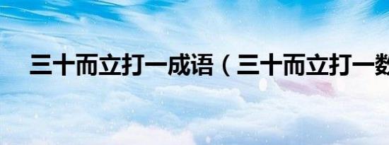 三十而立打一成语（三十而立打一数字）