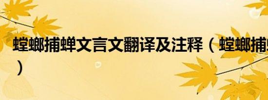 螳螂捕蝉文言文翻译及注释（螳螂捕蝉文言文）