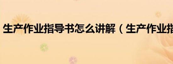 生产作业指导书怎么讲解（生产作业指导书）