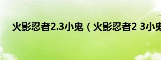 火影忍者2.3小鬼（火影忍者2 3小鬼版）