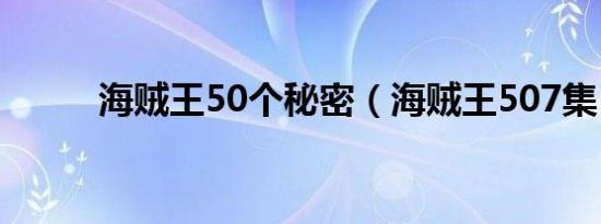 海贼王50个秘密（海贼王507集）