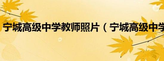 宁城高级中学教师照片（宁城高级中学贴吧）