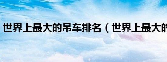世界上最大的吊车排名（世界上最大的吊车）