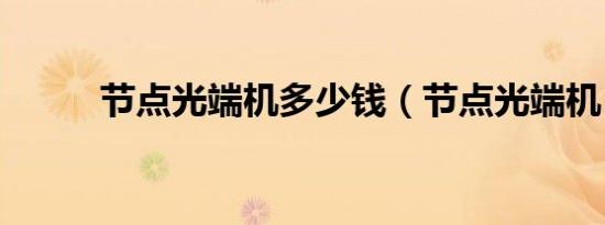 节点光端机多少钱（节点光端机）