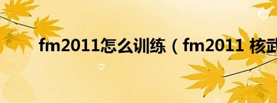fm2011怎么训练（fm2011 核武）