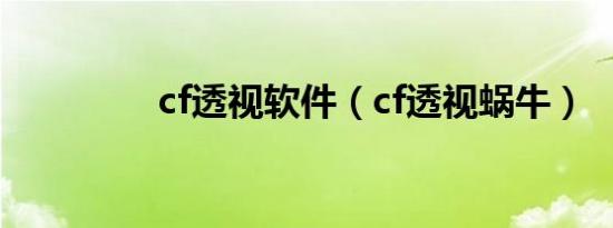 cf透视软件（cf透视蜗牛）