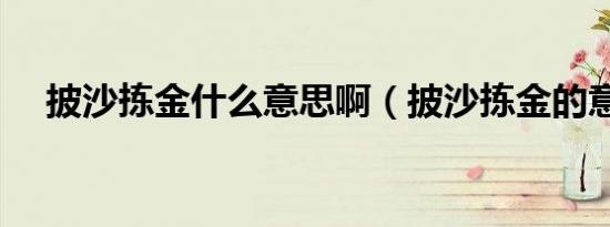 披沙拣金什么意思啊（披沙拣金的意思）