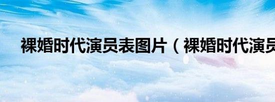 裸婚时代演员表图片（裸婚时代演员表）