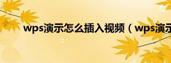 wps演示怎么插入视频（wps演示）
