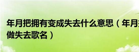 年月把拥有变成失去什么意思（年月把拥有变做失去歌名）