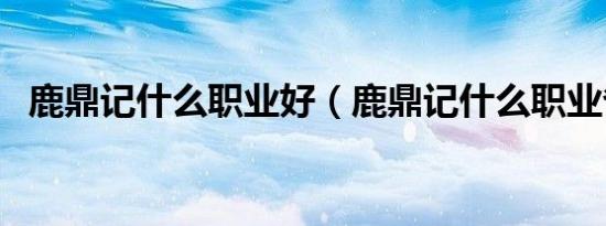 鹿鼎记什么职业好（鹿鼎记什么职业省钱）