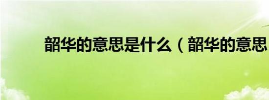 韶华的意思是什么（韶华的意思）