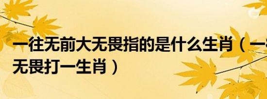 一往无前大无畏指的是什么生肖（一往无前大无畏打一生肖）