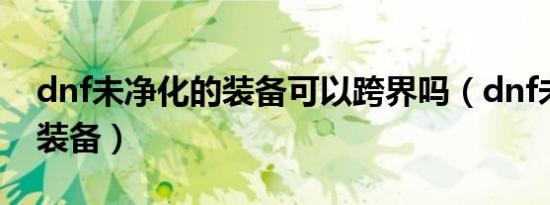 dnf未净化的装备可以跨界吗（dnf未净化的装备）