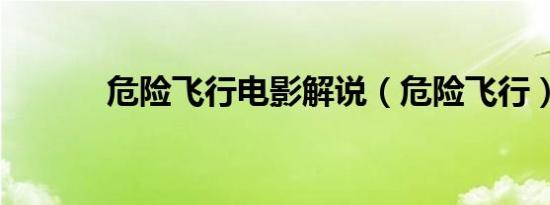 危险飞行电影解说（危险飞行）