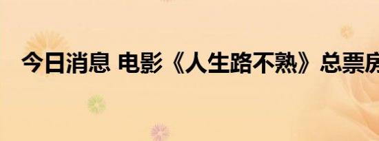 今日消息 电影《人生路不熟》总票房破亿