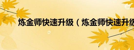炼金师快速升级（炼金师快速升级）