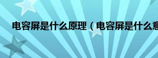 电容屏是什么原理（电容屏是什么意思）