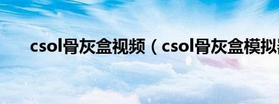 csol骨灰盒视频（csol骨灰盒模拟器）