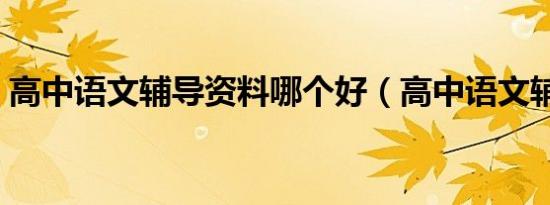 高中语文辅导资料哪个好（高中语文辅导网）