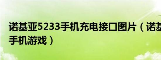 诺基亚5233手机充电接口图片（诺基亚5233手机游戏）