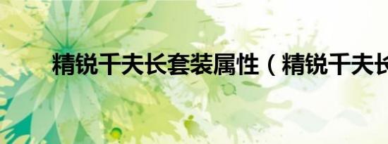 精锐千夫长套装属性（精锐千夫长）