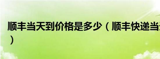 顺丰当天到价格是多少（顺丰快递当天件价格）